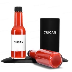 empty glass ketchup bottle