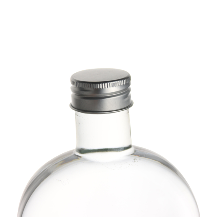 Wholesale custom 330ml flat drink beverage glass bottle with aluminium