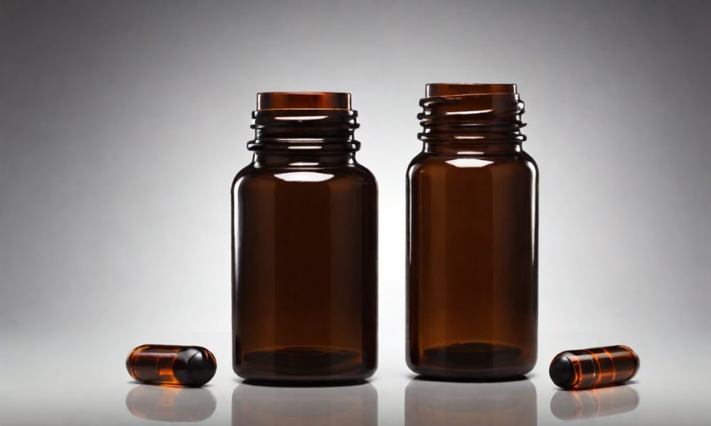 Brown Glass Pill Bottle: Secure & UV Protective