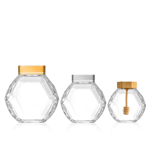 200ml 410ml 760ml Hexagon Glass Honey Jars Featured Image