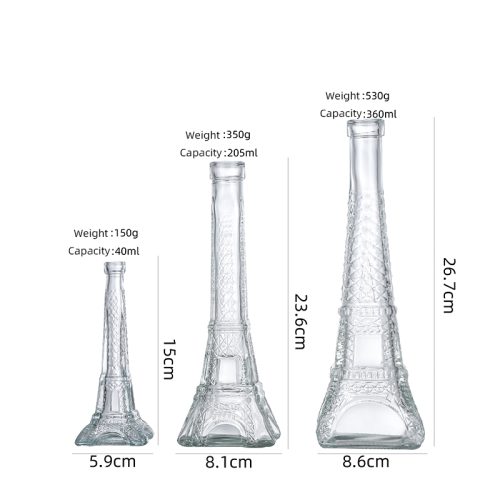 40ml 205ml 360ml Eiffel Tower Shaped Glass Bottle Featured Image