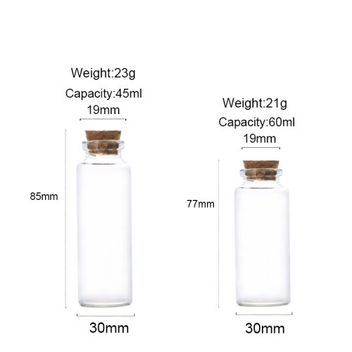 45ml 60ml Glass Bottles with Cork Lids Featured Image