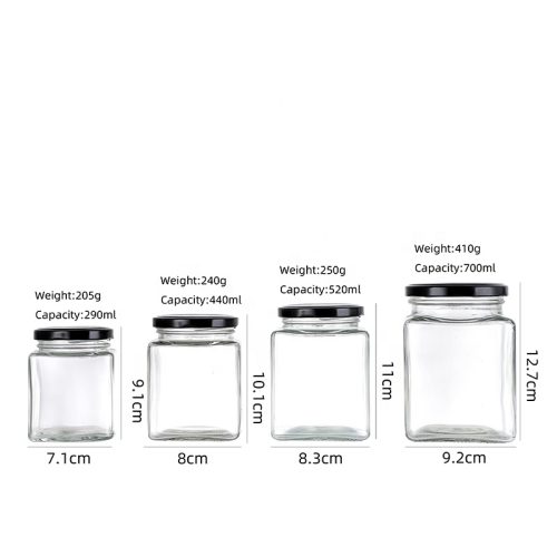 290ml 440ml 520ml 700mlSquare Glass Honey Jars Featured Image