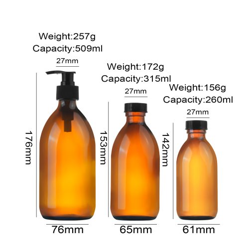 260ml,300ml,500ml Amber Glass Pump Bottles Wholesale Featured Image