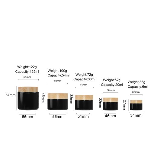 6ml,20ml,36ml,54ml,125ml Black Glass Cosmetic Jars Featured Image