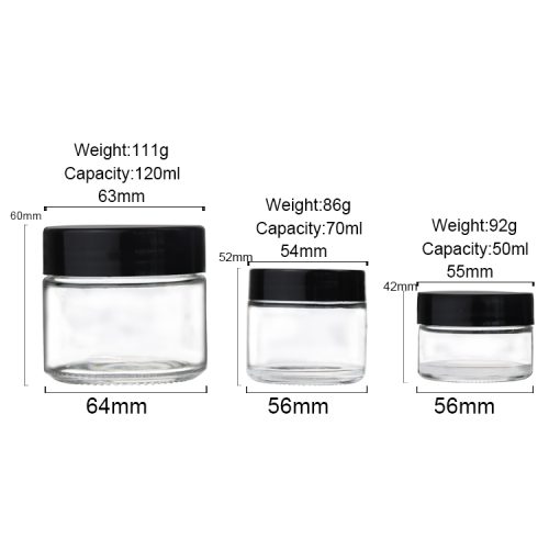 50ml,70ml,120ml Clear Glass Cosmetic Jars Featured Image