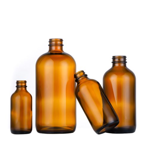 30ml 120ml 250ml 500ml Amber Boston Round Glass Bottles Featured Image