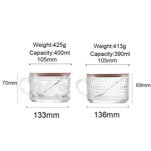390ml 400ml Bulk Glass Tea Cups with Handles Featured Image