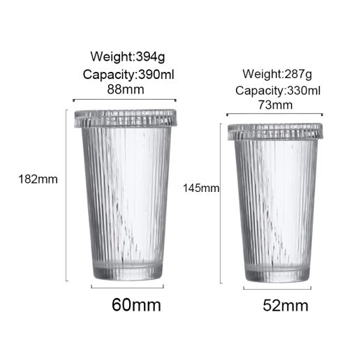 Glass Drinking Cup with Lid and Straw,330ml,390ml Featured Image